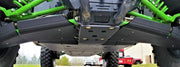 Trail Armor black iMpact Front Guards and skid plate full undercarriage view on Kawasaki KRX 1000