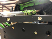 Trail Armor black iMpact Trailing Arm Guard KRX-PR part stamp close-up installed Kawasaki KRX 1000