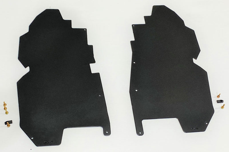 Trail Armor black inner fender liners left right pair with hardware flat lay for Kawasaki KRX 1000