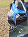 Trail Armor black rear mud flap fender extension with embossed logo on Kawasaki KRX 1000 blue outdoor