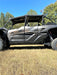 Trail Armor black integrated side skid plates full side profile on Kawasaki Teryx KRX 4 1000 outdoors