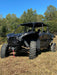 Trail Armor black mud flap fender extensions on Kawasaki KRX 4 1000 stealth build front hero outdoor