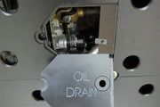 Trail Armor Kawasaki Teryx 4 skid plate oil drain access panel closeup with engraved label