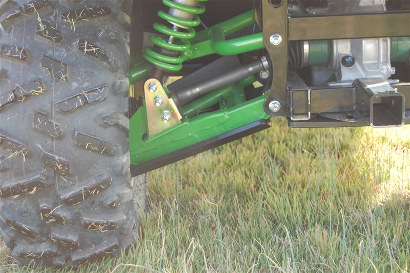 Trail Armor Kawasaki Teryx 4 iMpact rear A-Arm Guard installed at chassis mount with coilover shock