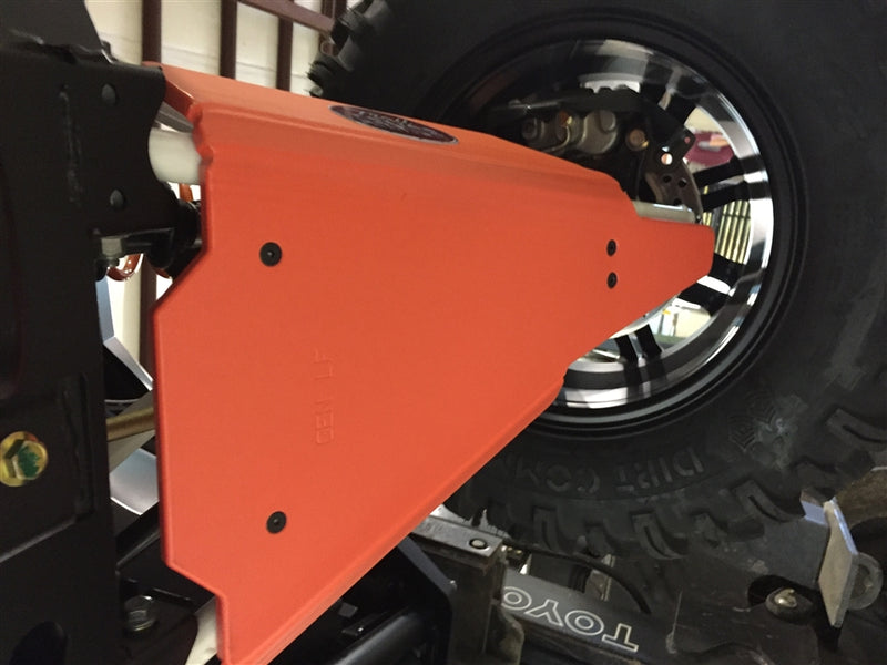 Trail Armor iMpact A-Arm Guards installed on Polaris General underside orange