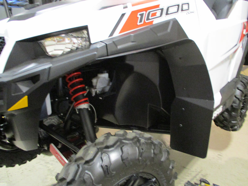 Trail Armor mud flap fender extension installed on Polaris General front