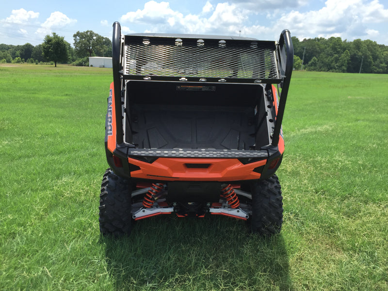 Trail Armor rear rack direct rear view outdoor orange Polaris General 1000