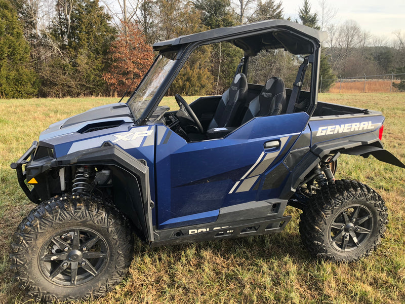 Trail Armor full windshield side profile installed Polaris General XP 1000
