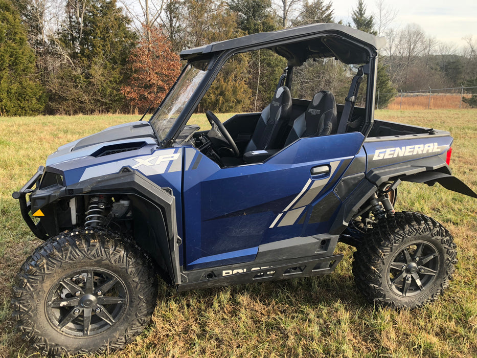 Trail Armor full windshield side profile installed Polaris General XP 1000