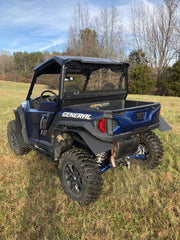 Trail Armor mud flap fender extension rear angle on blue Polaris General XP