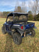 Trail Armor mud flap fender extension rear angle on blue Polaris General XP