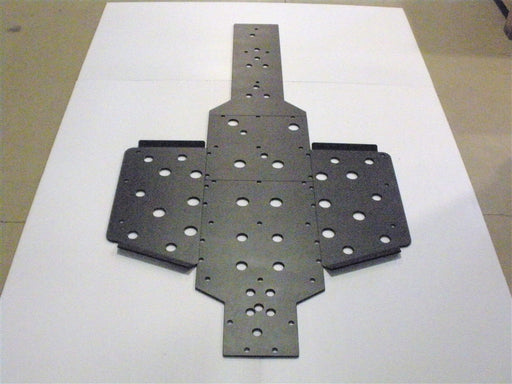 Trail Armor full skid plate for a Polaris Ranger 800 6x6 shown unassembled