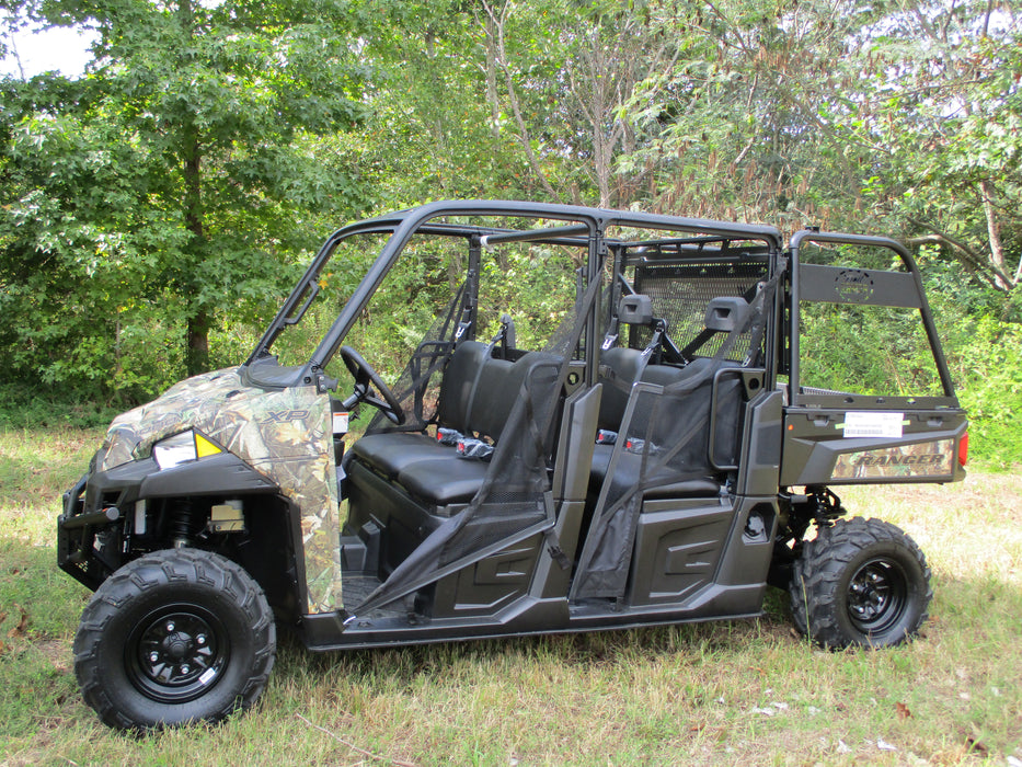 Trail Armor Polaris Ranger large rear storage rack on camo Ranger Crew, outdoor field view