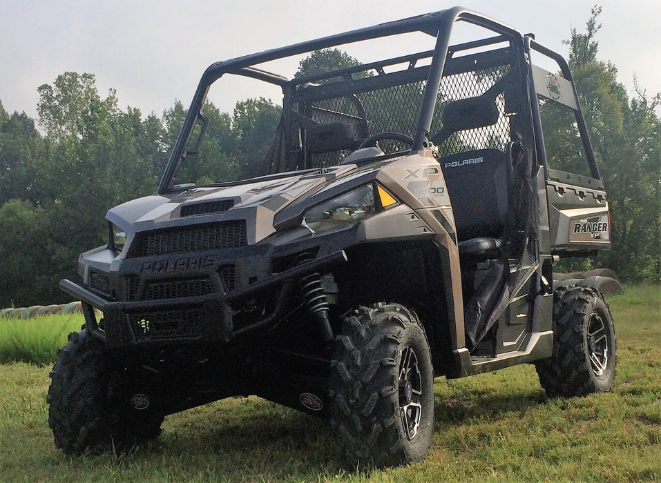Trail Armor Polaris Ranger XP large rear storage rack installed, front angle outdoor view