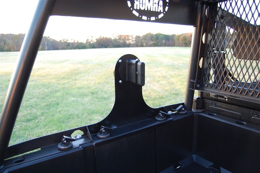 Trail Armor RotopaX mount bracket with cam locks installed on a Polaris Ranger bed