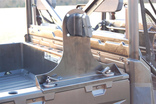 Trail Armor RotopaX mount installed on the bed rail of a Polaris Ranger UTV