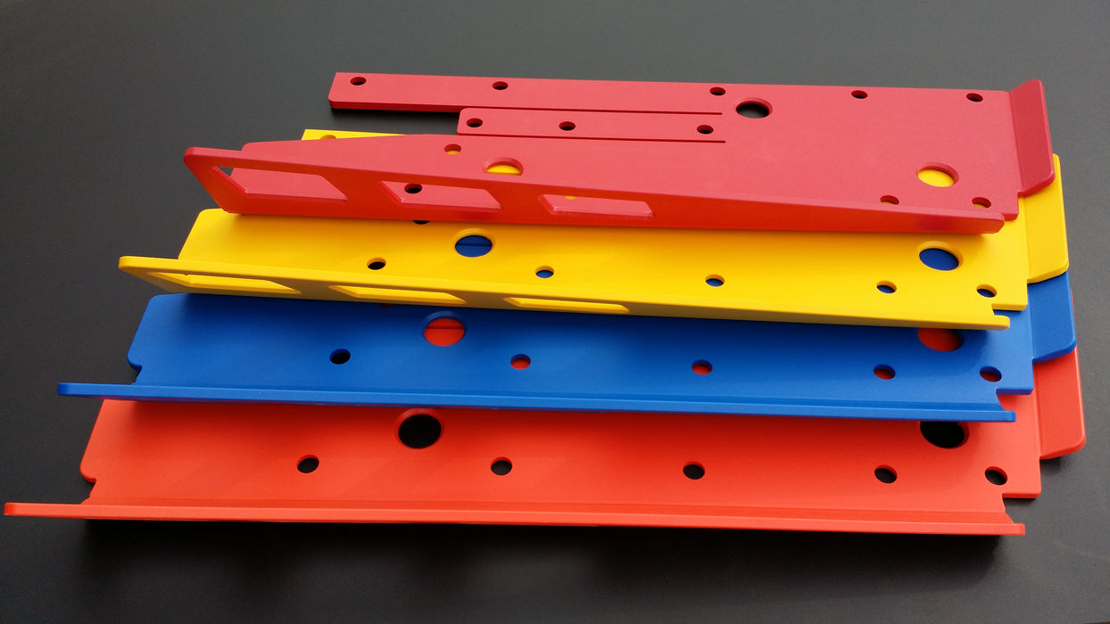 Trail Armor A-arm guards for a Polaris Ranger XP 1000 shown in multiple color options