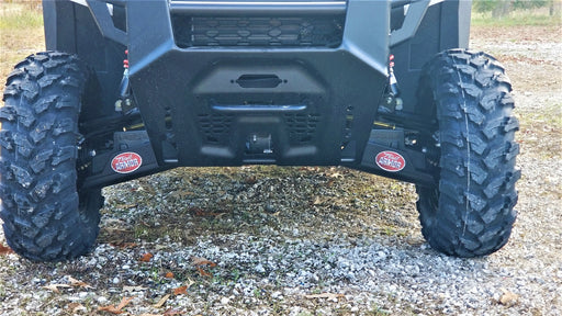 Trail Armor A-arm guards with logo installed on the front of a Polaris Ranger XP 1000