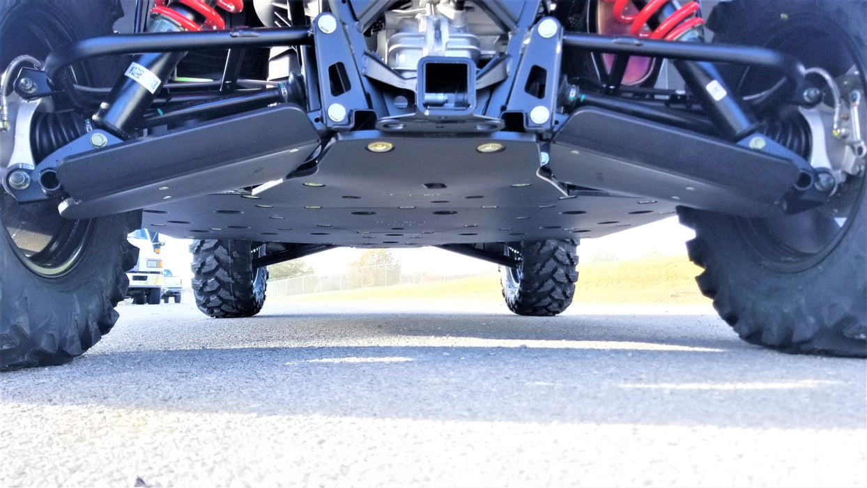 Trail Armor A-arm guards installed on both sides underneath a Polaris Ranger XP 1000