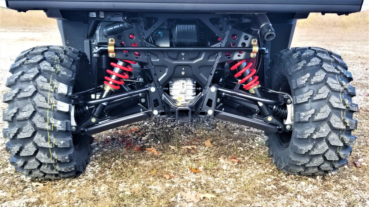 Polaris Ranger XP 1000 rear suspension shown before installing Trail Armor A-arm guards