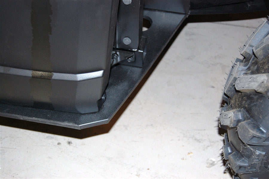Trail Armor skid plate mounting bracket on a Polaris Ranger XP 900 1000 Crew UTV