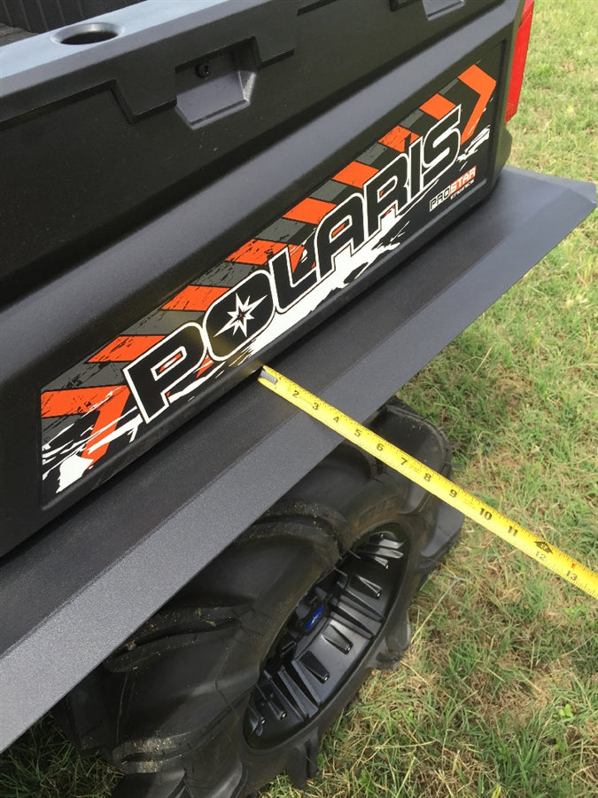 Trail Armor fender extension width measured on a Polaris Ranger XP with a tape measure