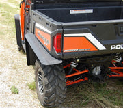 Trail Armor rear fender extension mounted near the bed corner of a Polaris Ranger XP UTV