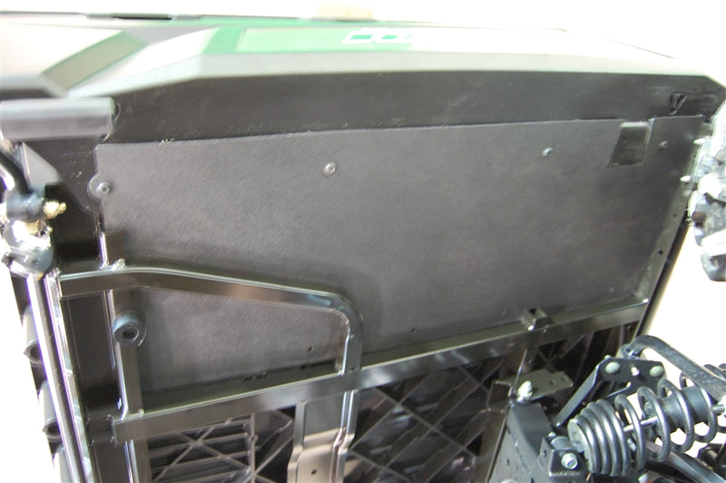 Trail Armor underbed mud shield mounted along the frame rail of a Polaris Ranger XP