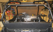 Trail Armor rear window dust shield kit installed on Polaris RZR 800 and RZR 570 cage