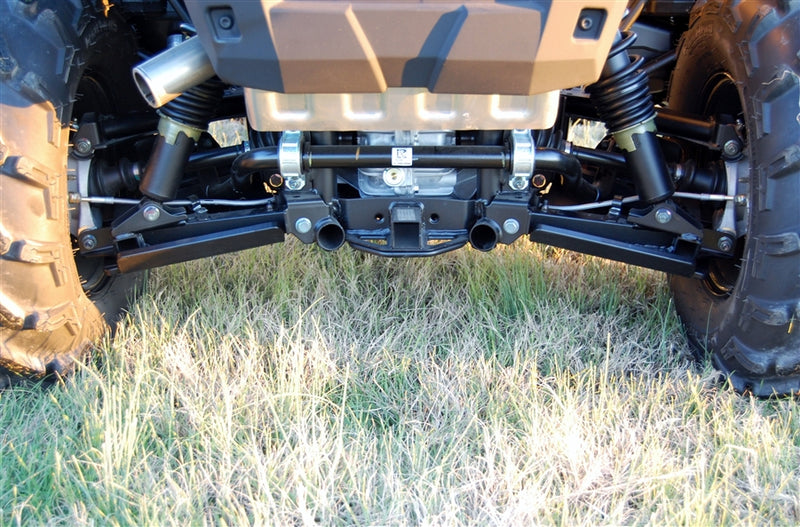 Front suspension view on Polaris RZR 900 without Trail Armor A-arm guards
