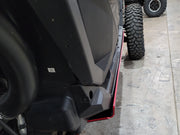 Close-up of Trail Armor rocker panel guard fitment on Polaris RZR Pro R 4