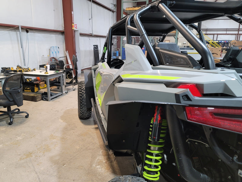 Trail Armor mud flap fender extension on Polaris RZR Pro XP Dynamix, rear view