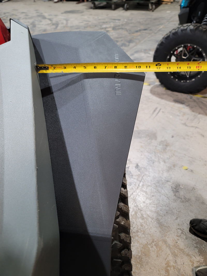 Trail Armor branded fender flare measurement on Polaris RZR Pro XP wheel