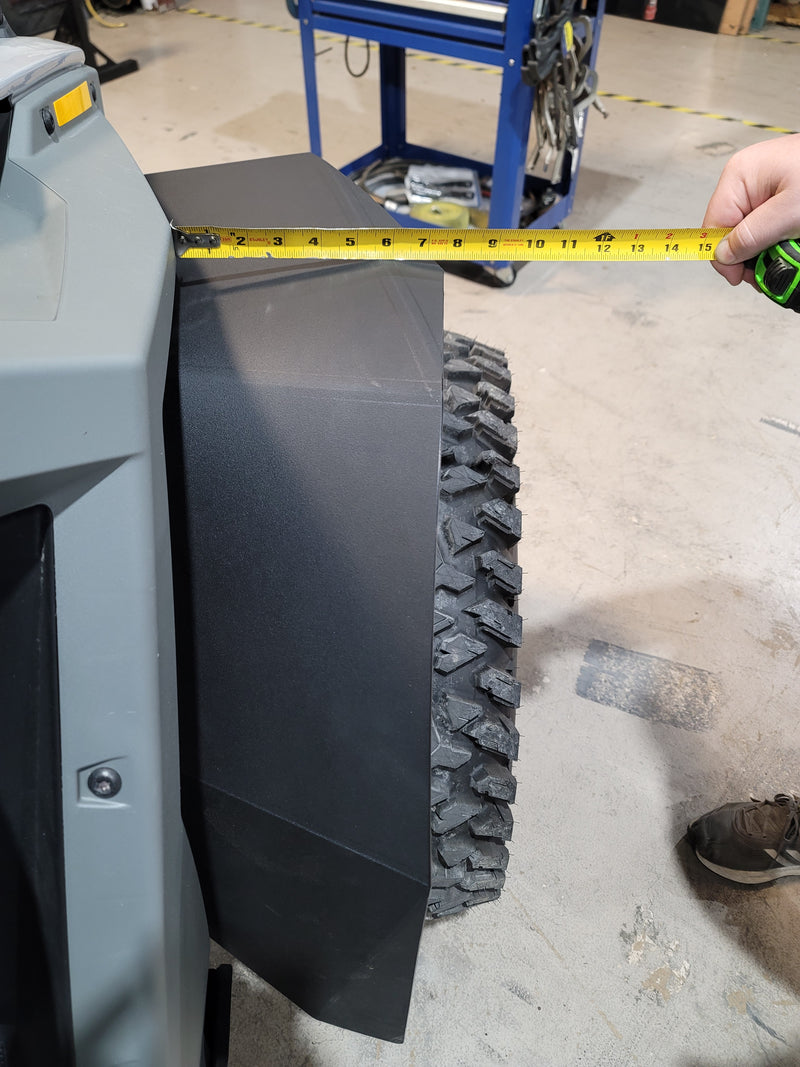 Measuring tire clearance for Trail Armor fender flare on Polaris RZR Pro XP