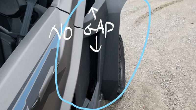 No gap fitment view of fender panel on Polaris RZR Pro XP after install