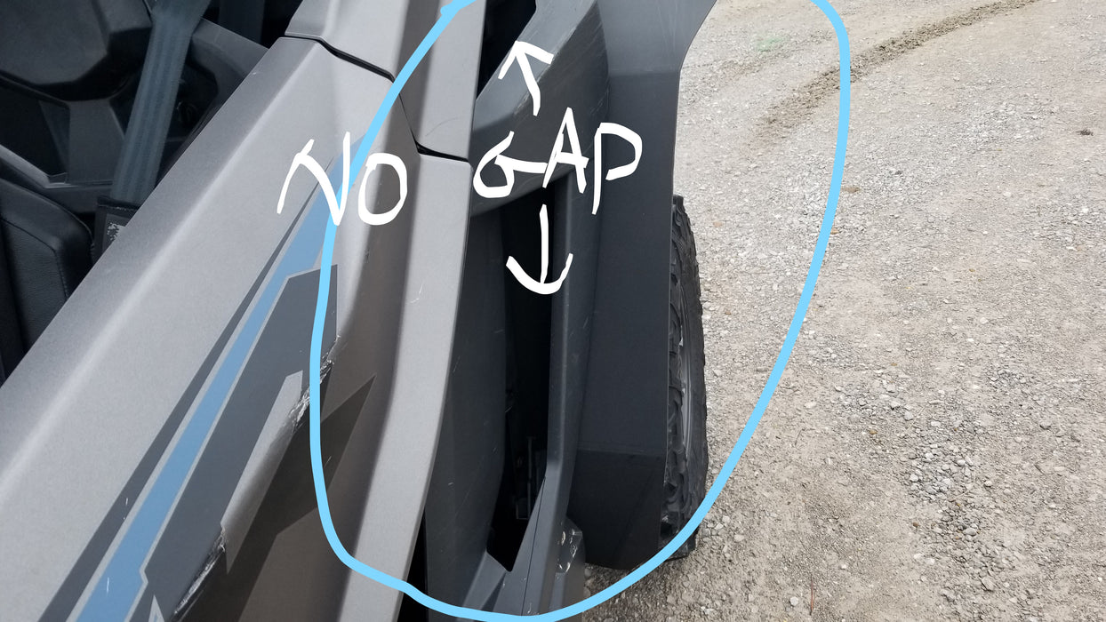 No gap fitment view of fender panel on Polaris RZR Pro XP after install