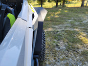 Trail Armor rear fender flare installed on white Polaris RZR Pro XP wheel well