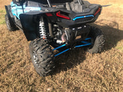 Trail Armor mud flap fender extension on light blue Polaris RZR XP 1000