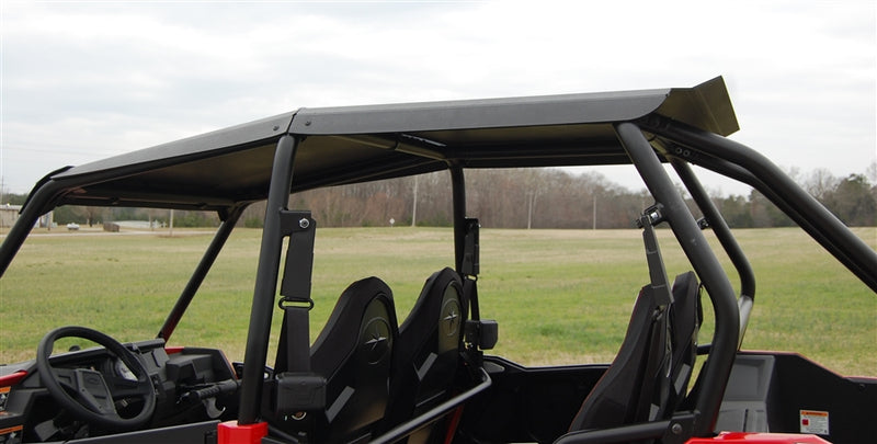 Trail Armor hard top roof installed on Polaris RZR XP 4 1000, view toward rear cargo bed