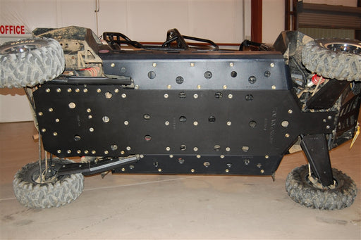 Trail Armor full skids with slider nerfs installed on Polaris RZR 4 XP 900 undercarriage