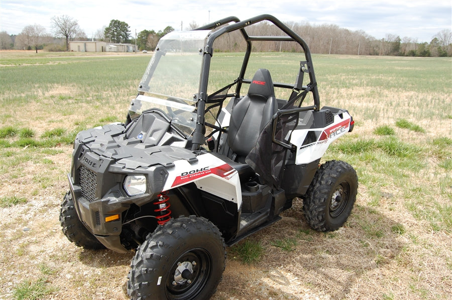 Trail Armor CoolFlo windshield front angle installed Polaris Sportsman ACE