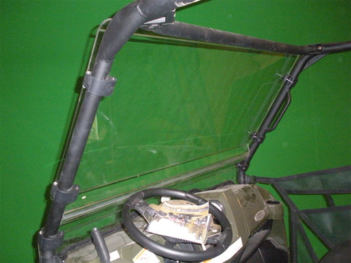 Trail Armor Ranger CoolFlo Windshield installed, front angle view showing Fast Clamp mounts