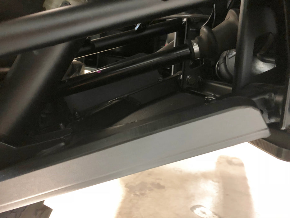 Trail Armor Ranger XP 1000 A-Arm guard installed, front suspension and CV boot view