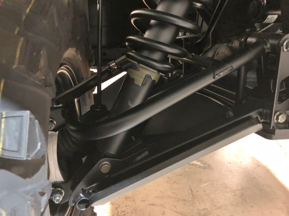 Trail Armor Ranger XP 1000 A-Arm guard installed, rear view near shock and coil spring