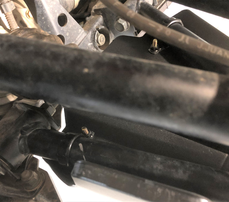 Trail Armor Ranger XP 1000 factory arched A-Arm guard closeup, mounting hardware detail