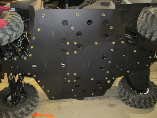 Trail Armor Ranger XP 1000 full skid plate set installed, front to rear underside view