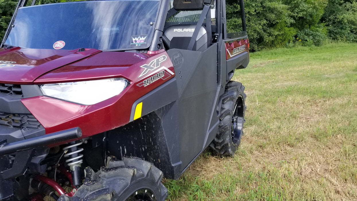 Trail Armor Ranger XP 1000 half doors mounted, front fender and headlight view