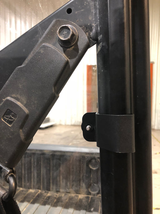 Trail Armor Ranger XP rear window dust shield side support bracket, roll cage mount closeup