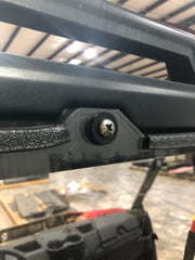 Trail Armor Ranger XP rear window dust shield top mounting screw, roll cage attachment view