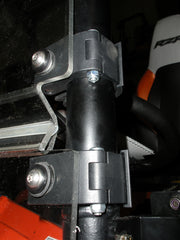 Trail Armor CoolFlo windshield Fast Clamps close-up mounted on Polaris RZR roll cage bar